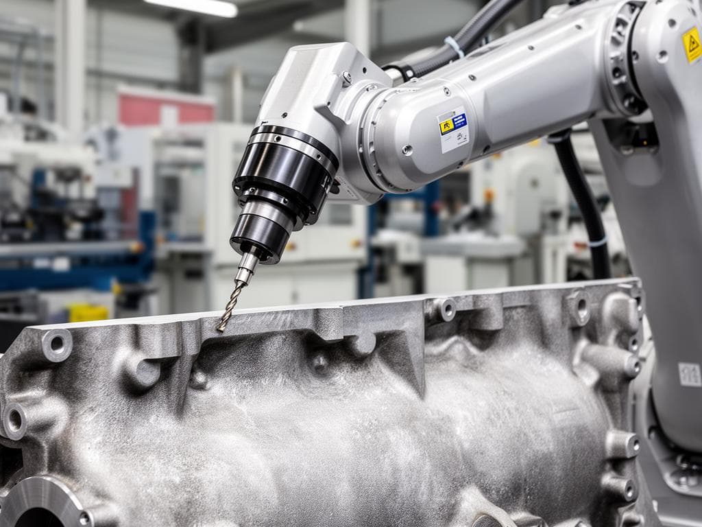 Robô industrial realizando Rebarbação