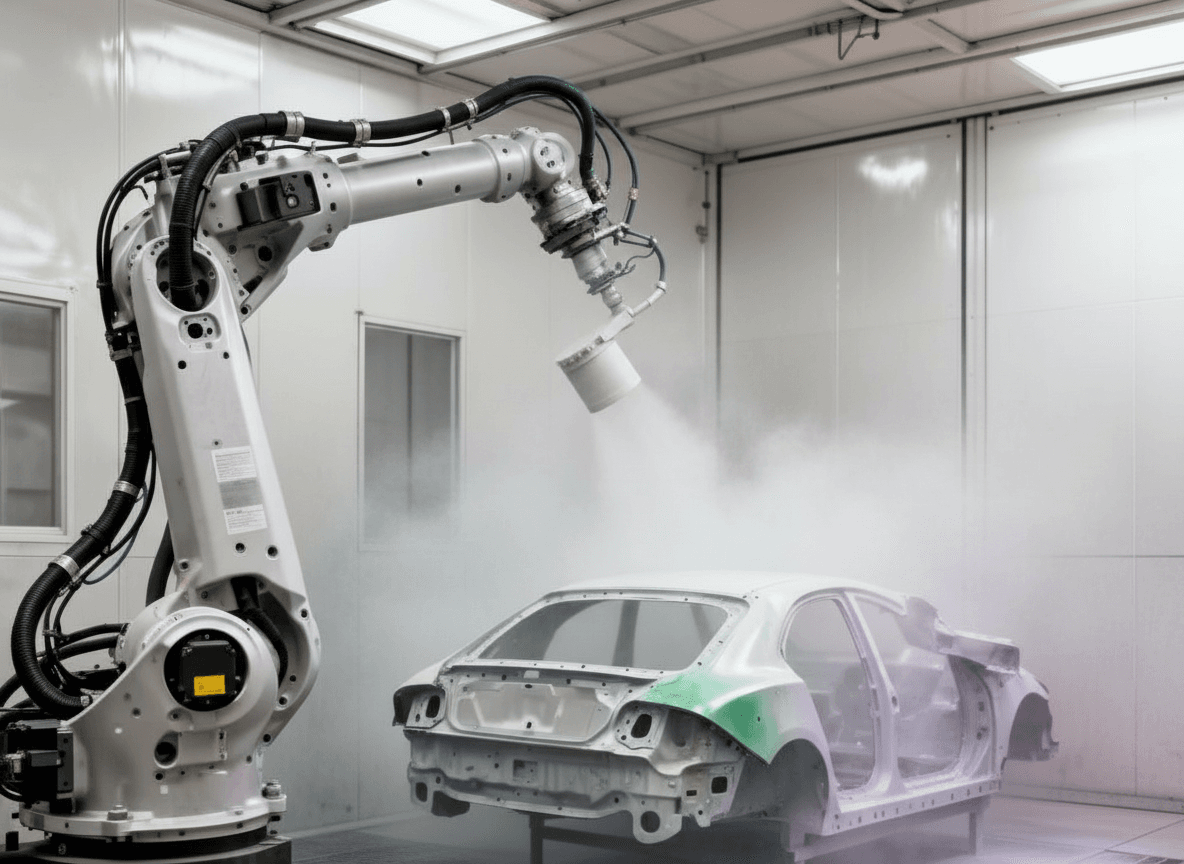 Robô industrial realizando Pintura