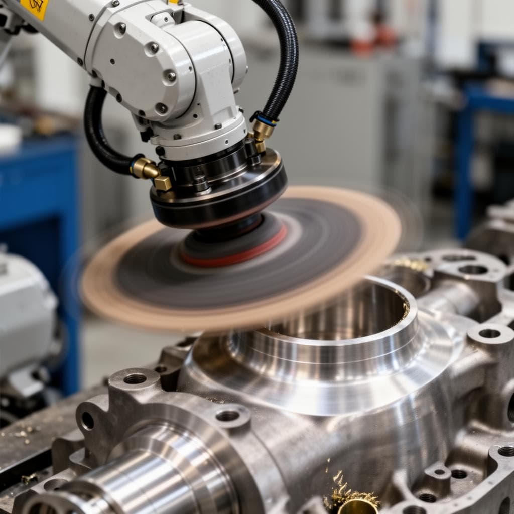 Robô industrial realizando Polimento